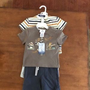 4 piece 12 months Baby Boy’s mix match Tommy Bahama stripe dog summer short set